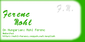 ferenc mohl business card